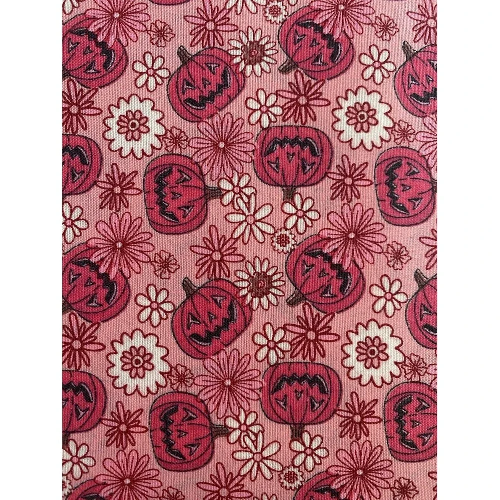 Jack O’Lantern Lane Twin Sheet Set Pink Pumpkins Flowers 3 Piece Halloween